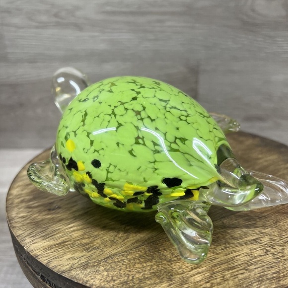 Fifth Avenue Crystal ltd Hand Blown Turtle Figurine Paperweight Green 7" Long - Picture 4 of 11